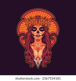 la calavera girl mascot logo