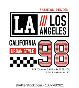 LA California 98 typography design vector for print t shirt - Vector image