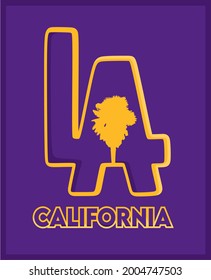 LA California lettering with palm tree silhouette