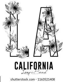 la california long beach placement print black white