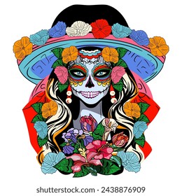 La Catrina is the icon of Day of the Dead vector illustration 