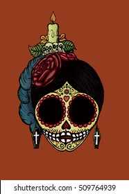 La Catrina sugar skull.vector illustration