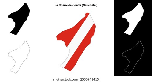 La Chaux-de-Fonds mapa de contorno em branco definido