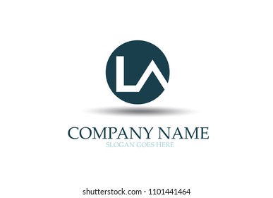 LA Circle Letter Identity Logo Design Vector.