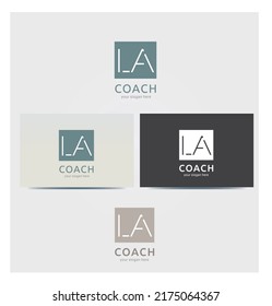 Entrenador, entrenador, icono, logotipo de carta para empresas, maqueta de tarjetas en varios colores