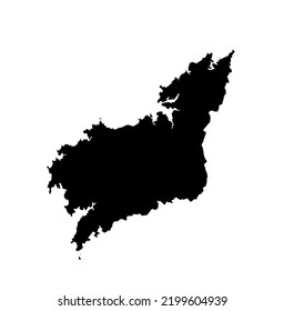 La Coruna map vector silhouette illustration isolated on white background. High detailed illustration. Spain province, part of autonomous community Galicia. Country in Europe, EU member.