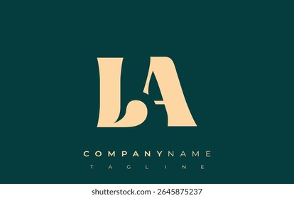 LA Creative Abstract Typography Logo Design (Projeto de logotipo de tipografia abstrata). Logotipo elegante que combina tipografia arrojada e formas criativas, ideal para soluções de marca e identidade.