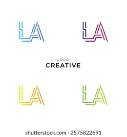 LA Creative Latter Logo Design. Monogram Design. By Custom Branding Logo. Creative Logo Design. Vector illustration. Modern Design. Logo Template.