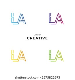 LA Creative Latter Logo Design. Monogram Design. By Custom Branding Logo. Creative Logo Design. Vector illustration. Modern Design. Logo Template.