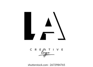 Logotipo de espacio negativo minimalista creativo de LA con monograma moderno para marca y logotipo de marca comercial con letras iniciales Diseño de logotipo para marca.