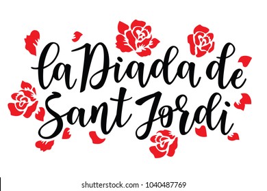 la Diada de Sant Jordi (the Saint George's Day). Traditional festival of Catalonia. Red roses.