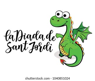 la Diada de Sant Jordi (the Saint George's Day). Traditional festival of Catalonia. Vector illustration of a dradon.