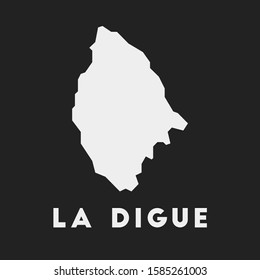 La Digue icon. Island map on dark background. Stylish La Digue map with island name. Vector illustration.