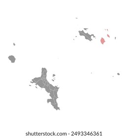 La Digue and Inner Islands district map, administrative division of Seychelles. Vector illustration.