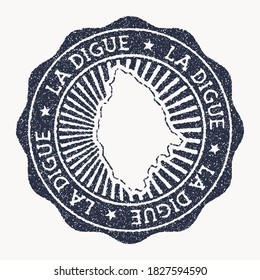 La Digue stamp. Travel rubber stamp with the name and map of the island, vector illustration. Can be used as insignia, logotype, label, sticker or badge of La Digue.