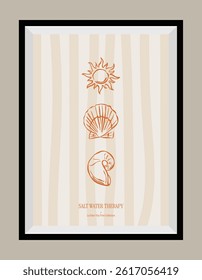 La Dolce Vita illustrations with an aesthetic quote in a poster frame. Sketch style travel doodles.