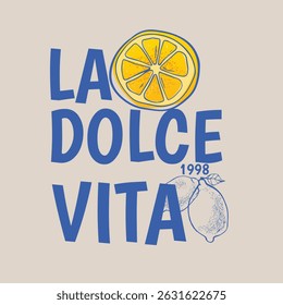 La Dolce Vita poster, Positano poster, Italy poster. Lemon, blue Mediterranean vibes poster. Fruit Market. Summer club. 