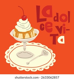 La Dolce Vita Pudding Illustration Art