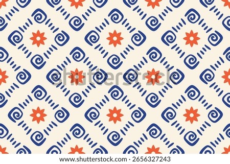La dolce vita seamless pattern. Mediterranean pattern. Traditional Portuguese Mosaic, Italian design. Abstract wallpaper with  hand drawn doodle spiral symbols. Vector illustration