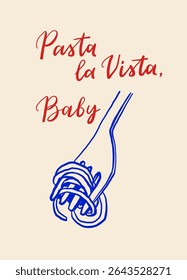 Cartazes vintage La dolce vita. Linha de verão italiana vetor de arte conjunto com massas, mozzarella, café, frutos do mar e ervas. Estilo de esboço de rabisco de tinta de ilustração vetorial.