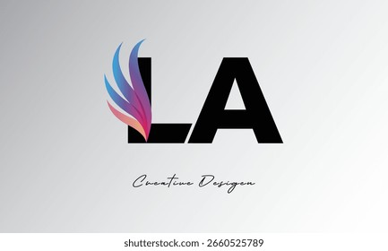 LA Feather Gradient Logo – Elegant Wing Monogram for Modern Branding and Visual Identity Design