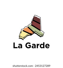 La Garde City of France map vector illustration, vector template with outline graphic sketch design