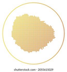 La Gomera digital badge. Dotted style map of La Gomera in circle. Tech icon of the island with gradiented dots. Stylish vector illustration.