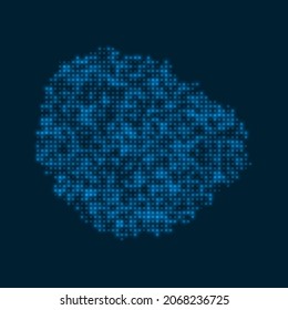 La Gomera dotted glowing map. Shape of the island with blue bright bulbs. Vector illustration.