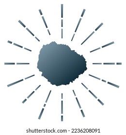 La Gomera gradiented sunburst. Map of the island with colorful star rays. La Gomera illustration in digital, technology, internet, network style. Vector illustration.
