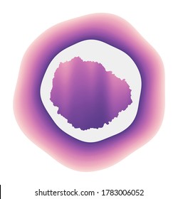 Icono de La Gomera. Logo de degradados de color de la isla. La Gomera roja púrpura es un símbolo redondeado con un mapa para su diseño. Ilustración vectorial.