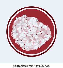 La Gomera Ikone. Trendy Tech Logo der Insel. Geometrisches Runddesign mit Maschenöffnungen. Technologie, Internet, Netzwerk, Telekommunikationskonzept. Vektorgrafik.
