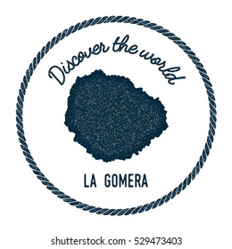 La Gomera map in vintage discover the world rubber stamp. Hipster style nautical postage La Gomera stamp, with round rope border. La Gomera map vector illustration.