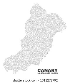 La Graciosa Island map designed with little dots. Vector abstraction in black color is isolated on a white background. Random little dots are organized into La Graciosa Island map.