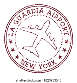 La Guardia Airport New York stamp. Airport of New York round logo. Vector illustration.