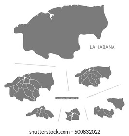 La Habana Cuba Map grey