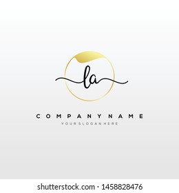 LA handwriting initial logo template vector.