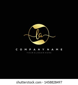 LA handwriting initial logo template vector.