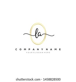 LA handwriting initial logo template vector.