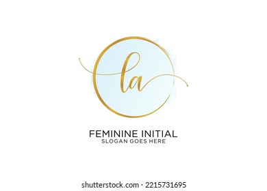 LA Handschrift Logo mit Kreis Vorlage Vektorsignatur, Hochzeit, Mode, Blumen und botanisch mit kreativen Vorlage.