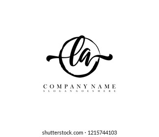 LA initial handwriting logo circle template vector