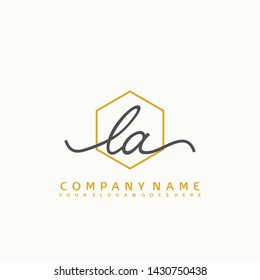 LA Initial handwriting logo concept