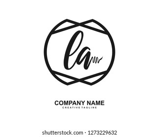 LA Initial Handwriting Logo Template Vector