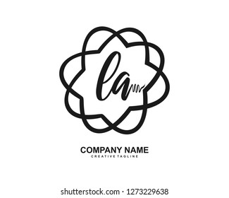 LA Initial Handwriting Logo Template Vector