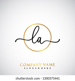 LA Initial Handwriting logo template vector