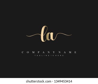 LA initial handwriting logo template with luxury color vector