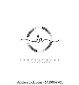 LA initial handwriting logo template vector