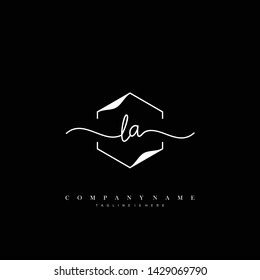 LA initial handwriting logo template vector