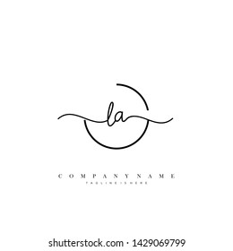 LA initial handwriting logo template vector