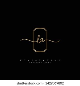 LA initial handwriting logo template vector