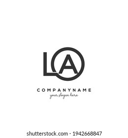 LA Initial letter logo inside circle shape inside rounded black monogram